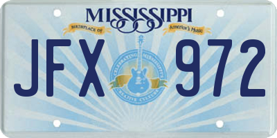 MS license plate JFX972