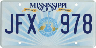 MS license plate JFX978