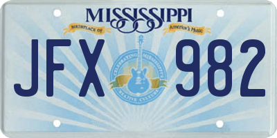 MS license plate JFX982