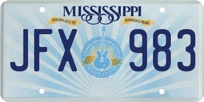 MS license plate JFX983
