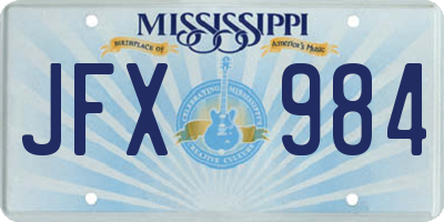 MS license plate JFX984