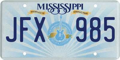 MS license plate JFX985