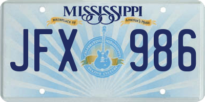 MS license plate JFX986