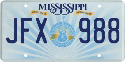 MS license plate JFX988
