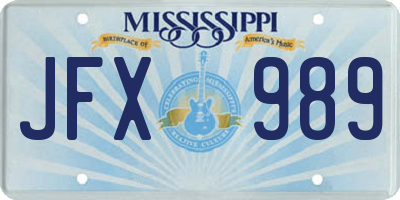 MS license plate JFX989