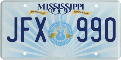MS license plate JFX990