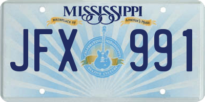 MS license plate JFX991