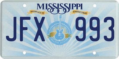 MS license plate JFX993