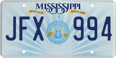 MS license plate JFX994