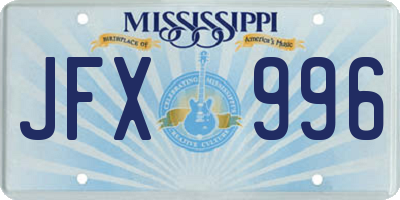 MS license plate JFX996