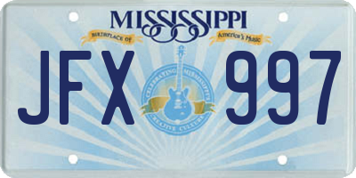 MS license plate JFX997