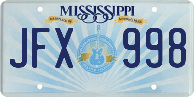MS license plate JFX998