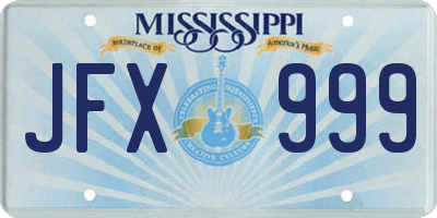 MS license plate JFX999