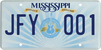MS license plate JFY001