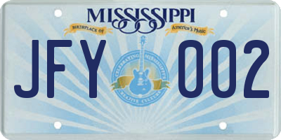 MS license plate JFY002