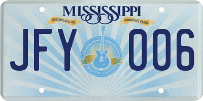 MS license plate JFY006