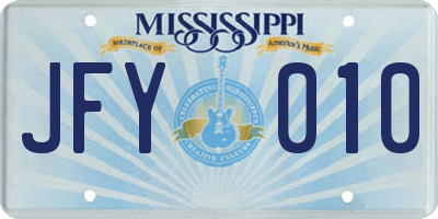 MS license plate JFY010