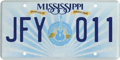 MS license plate JFY011