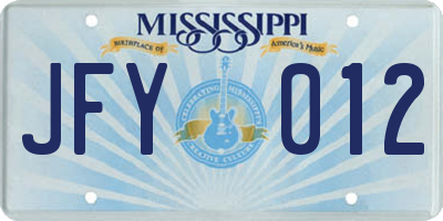 MS license plate JFY012