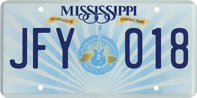 MS license plate JFY018