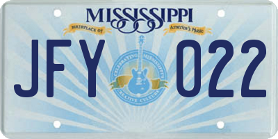 MS license plate JFY022