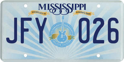 MS license plate JFY026