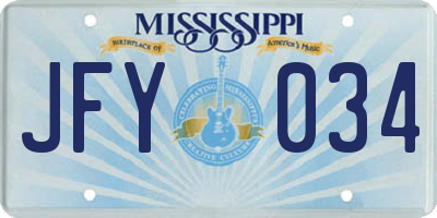 MS license plate JFY034