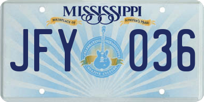 MS license plate JFY036