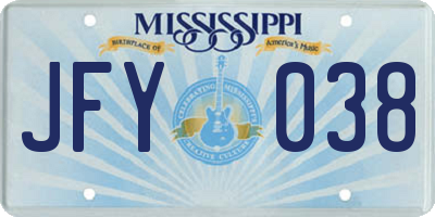 MS license plate JFY038