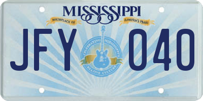 MS license plate JFY040