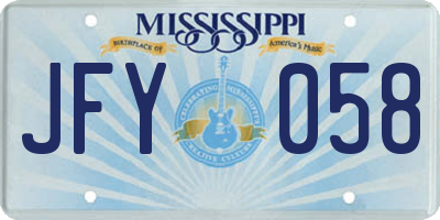 MS license plate JFY058