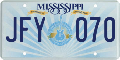 MS license plate JFY070