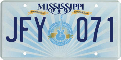 MS license plate JFY071