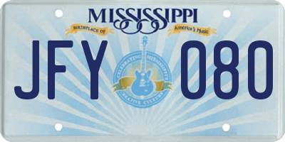 MS license plate JFY080