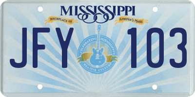 MS license plate JFY103