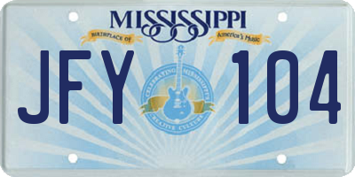 MS license plate JFY104