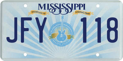MS license plate JFY118