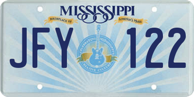 MS license plate JFY122