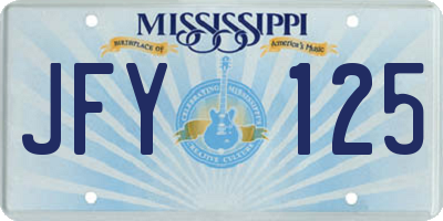 MS license plate JFY125