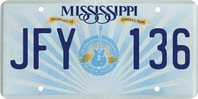 MS license plate JFY136