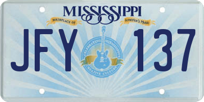 MS license plate JFY137