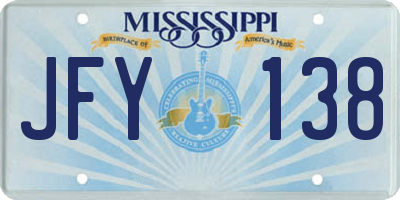 MS license plate JFY138