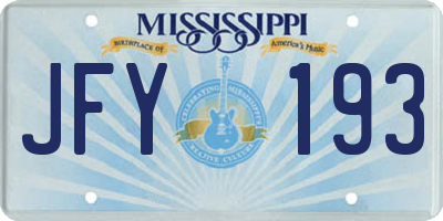 MS license plate JFY193