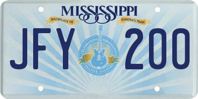 MS license plate JFY200