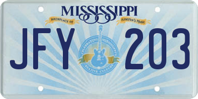 MS license plate JFY203