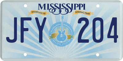 MS license plate JFY204