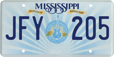 MS license plate JFY205