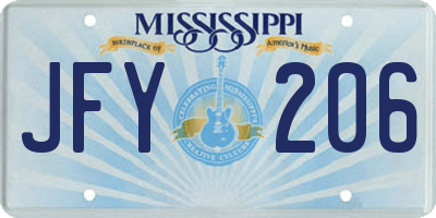 MS license plate JFY206