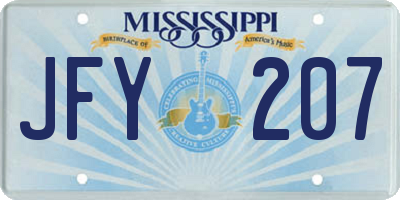 MS license plate JFY207