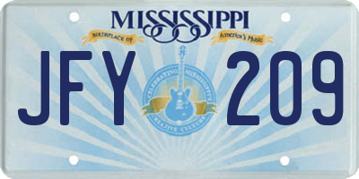 MS license plate JFY209